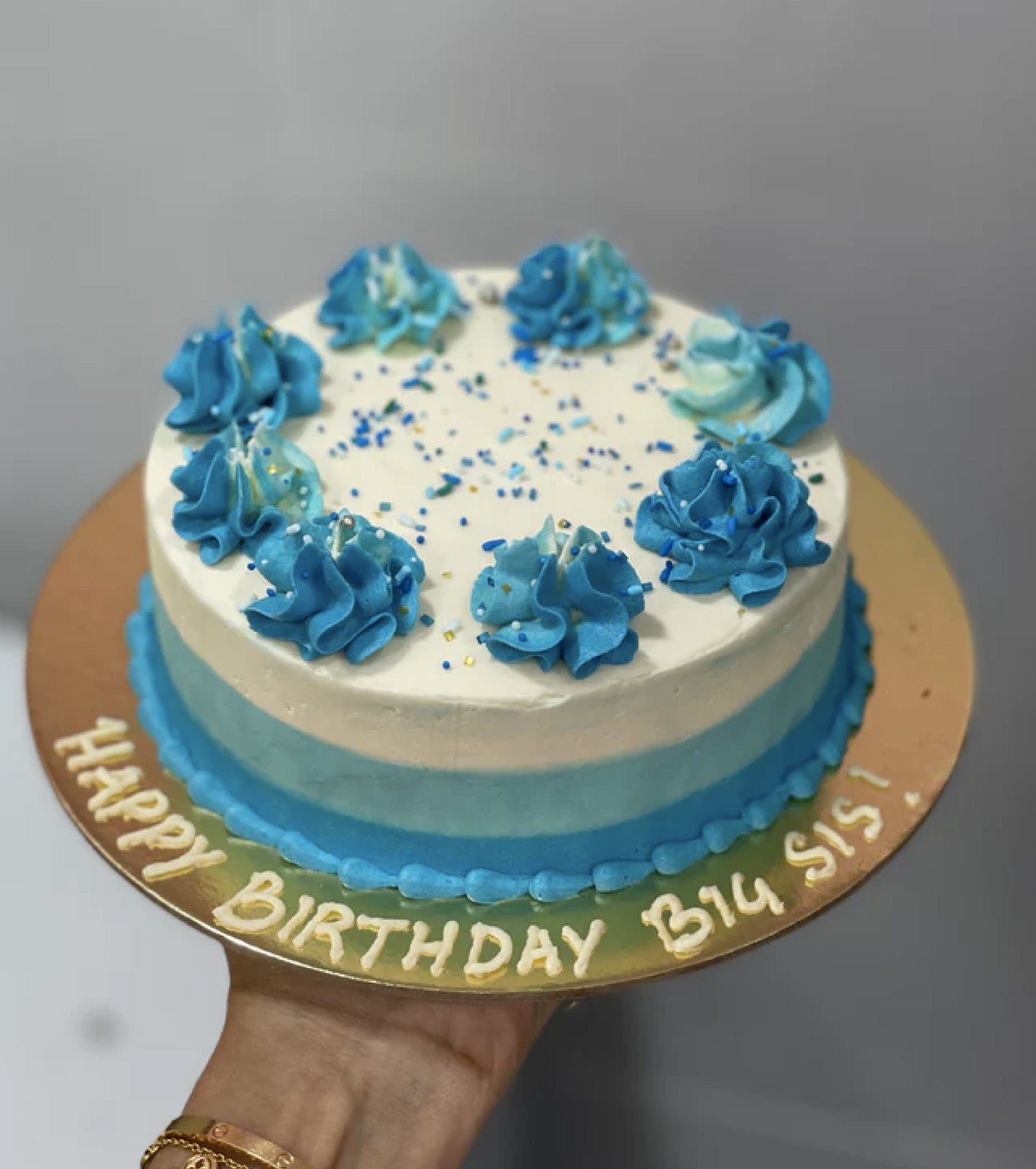 Simple Design Blue Birthday Cake