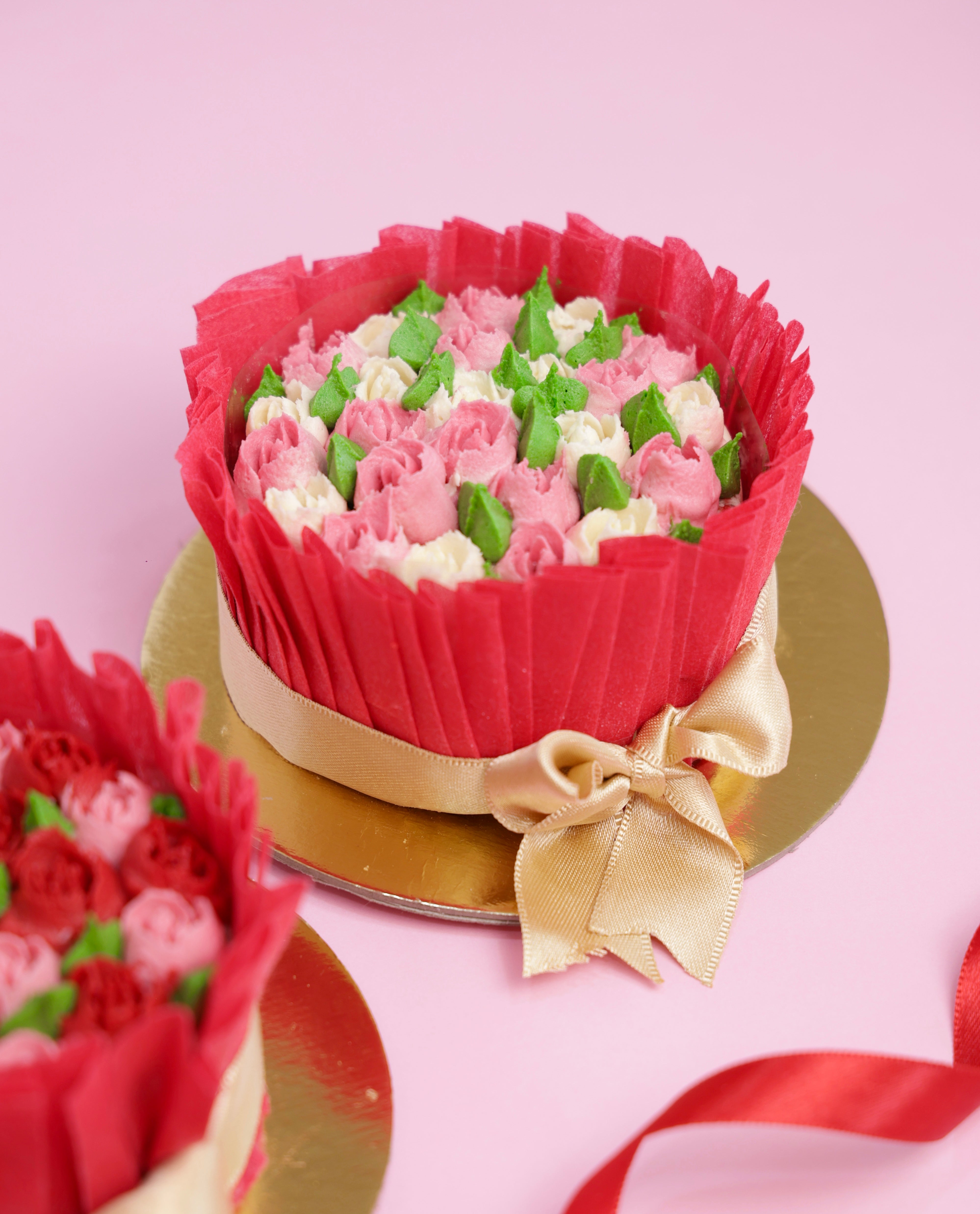 Rustic Pink Floral Bouquet Cake