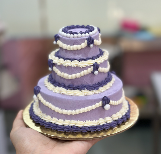 Vintage Purple and White Mini Tier Cake